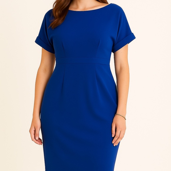 Alexia Admor Boatneck Cocktail Dress with Deep V Open Back size M Royal Blue - Picture 1 of 13